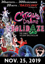 Cirque Dreams Holidaze show card.